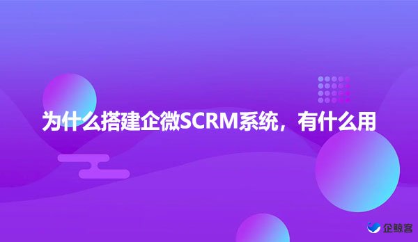 为什么搭建企微SCRM系统，有什么用