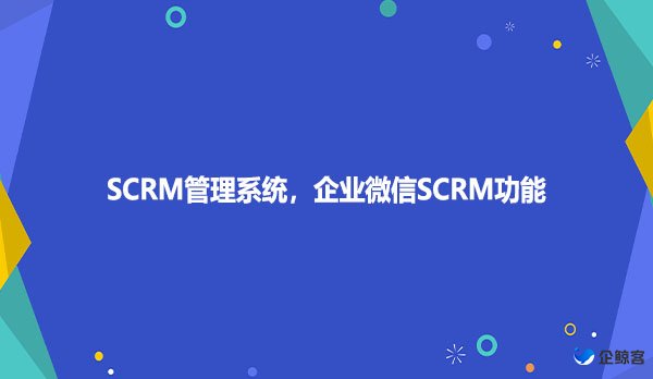 SCRM管理系统，企业微信SCRM功能