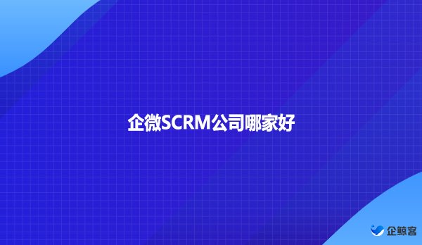 企微SCRM公司哪家好？