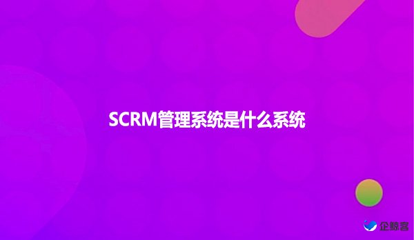 SCRM管理系统是什么系统