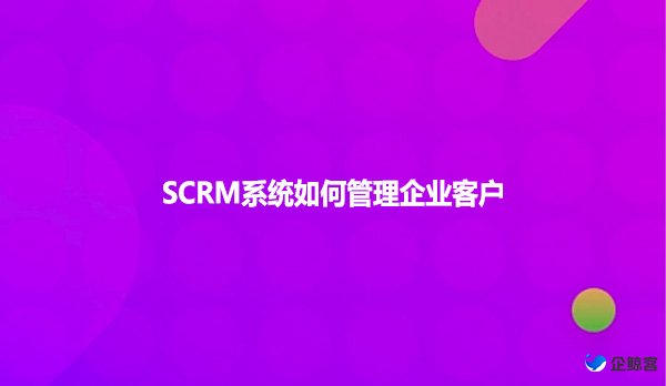 SCRM系统如何管理企业客户