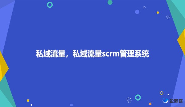 私域流量，私域流量scrm管理系统