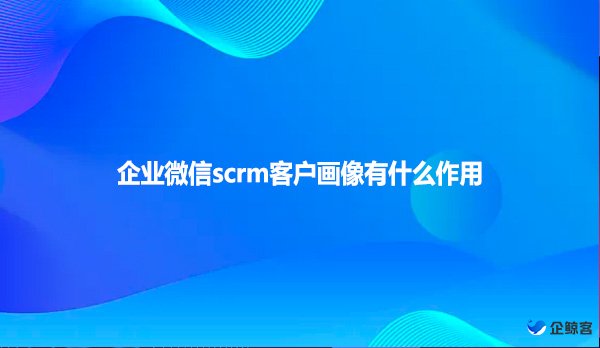 企业微信scrm客户画像有什么作用