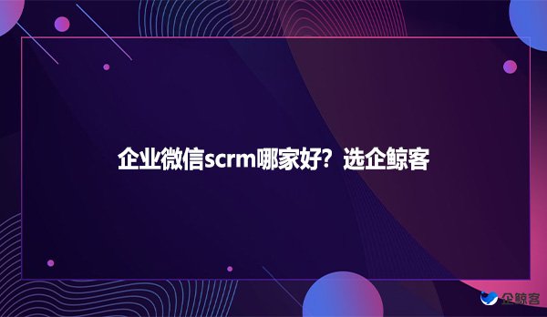 企业微信scrm哪家好？选企鲸客