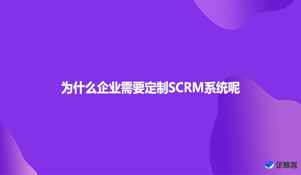 为什么企业需要定制SCRM系统呢