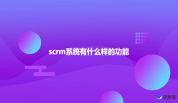 scrm系统有什么样的功能