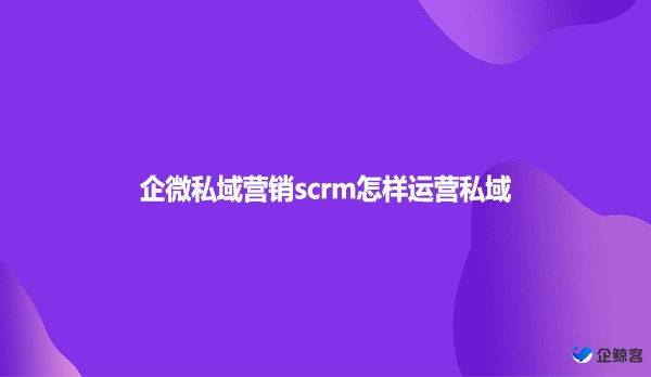 企微私域营销scrm怎样运营私域