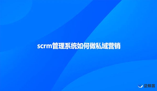 scrm管理系统如何做私域营销