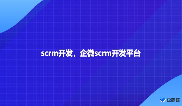 scrm开发，企微scrm开发平台