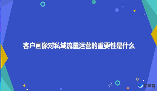 客户画像对私域流量运营的重要性是什么