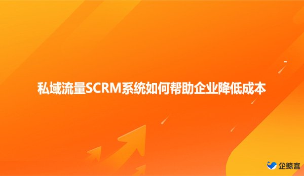 私域流量SCRM系统如何帮助企业降低成本