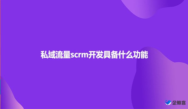 私域流量scrm开发具备什么功能