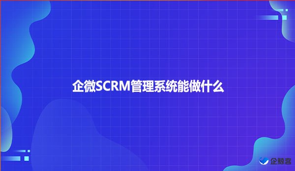 企微SCRM管理系统能做什么