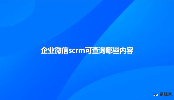 企业微信scrm可查询哪些内容